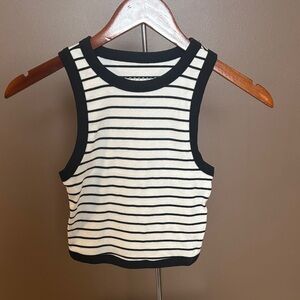 Aeropostale Black and White Striped Tank Top